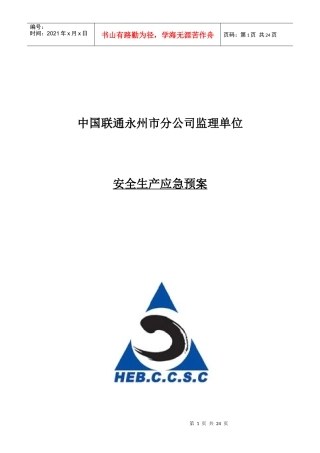 某市分公司监理单位安全生产应急预案