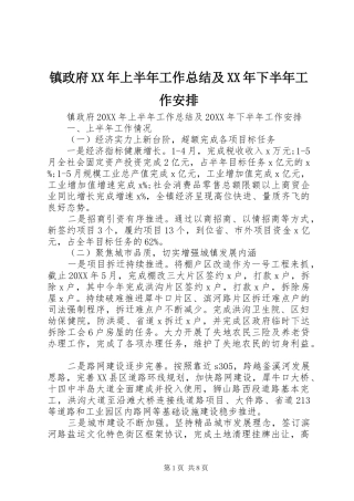 镇政府上半年工作总结及下半年工作安排