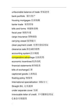 商务英语翻译专有名词