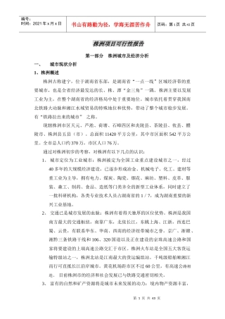 某市项目可行性报告