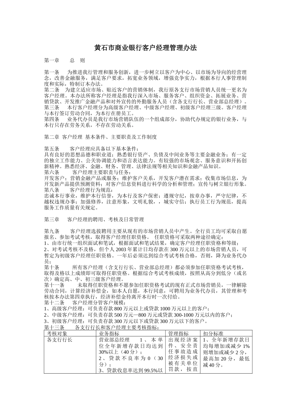 某市商业银行客户经理管理办法_第1页