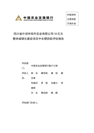 某市整体城镇化建设中长期贷款调查报告