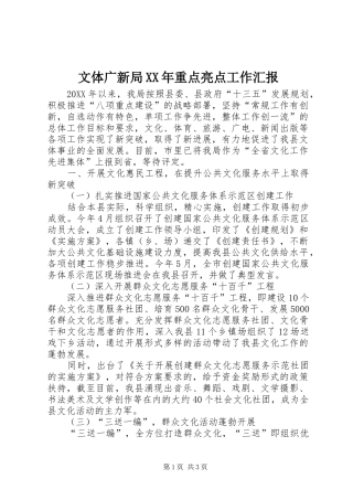 文体广新局重点亮点工作汇报