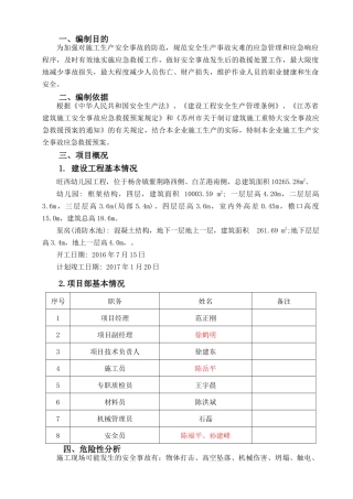 某工程建设安全应急预案