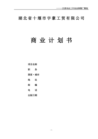 某工贸有限公司商业计划书