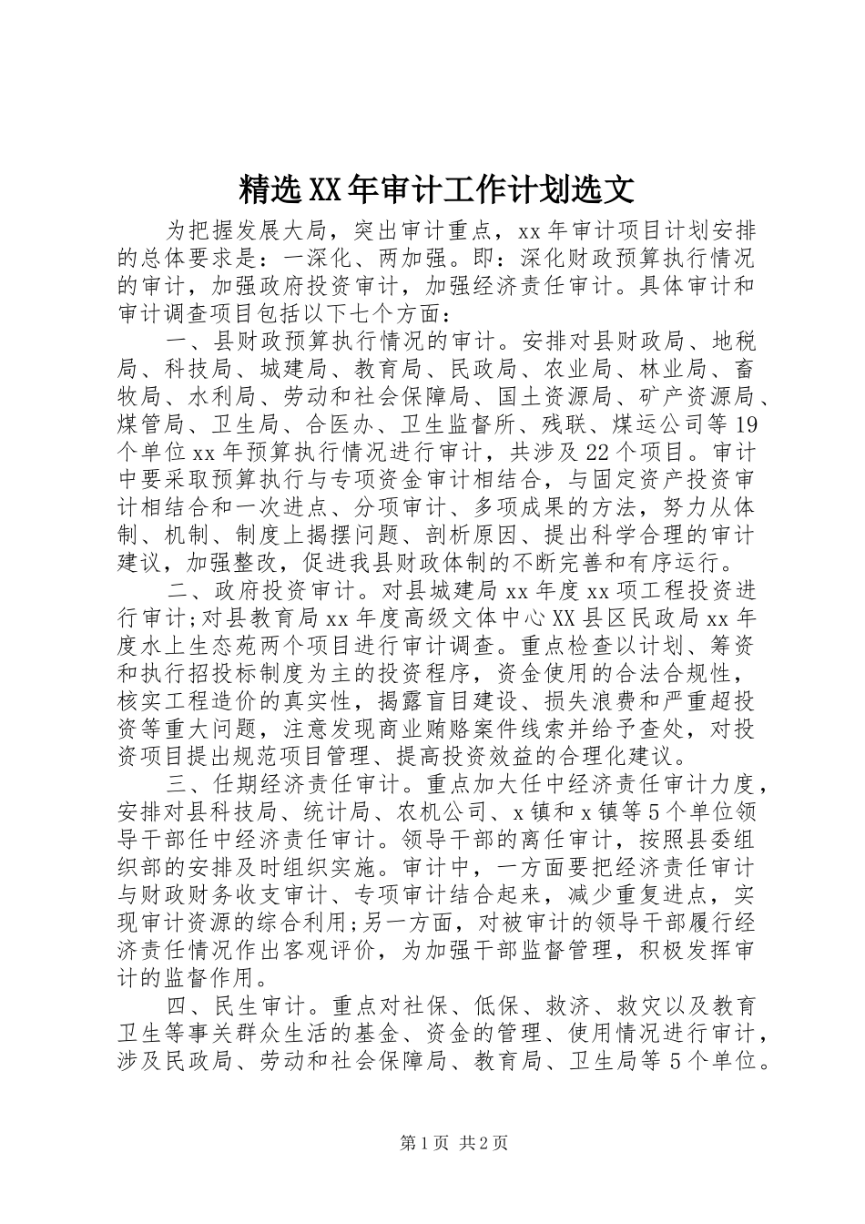 审计工作计划选文_第1页