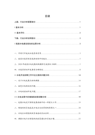 某年度水电行业分析报告