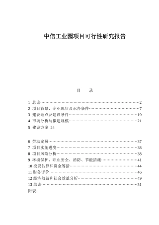 某工业园项目可行性研究报告