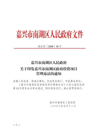 某市南湖区政府投资项目管理办法