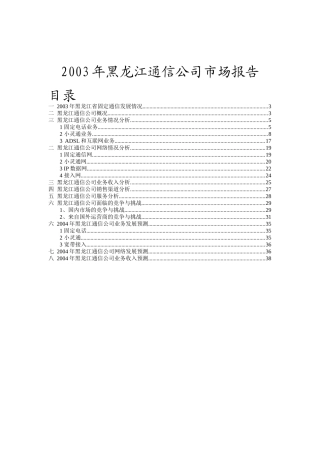 某年度黑龙江通信公司市场分析报告
