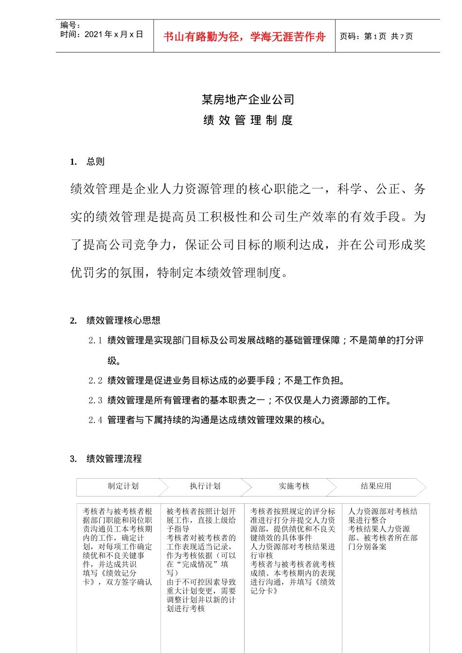 某房地产企业公司绩效管理制度(doc7)_第1页
