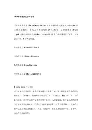 某年世界品牌排行榜分析
