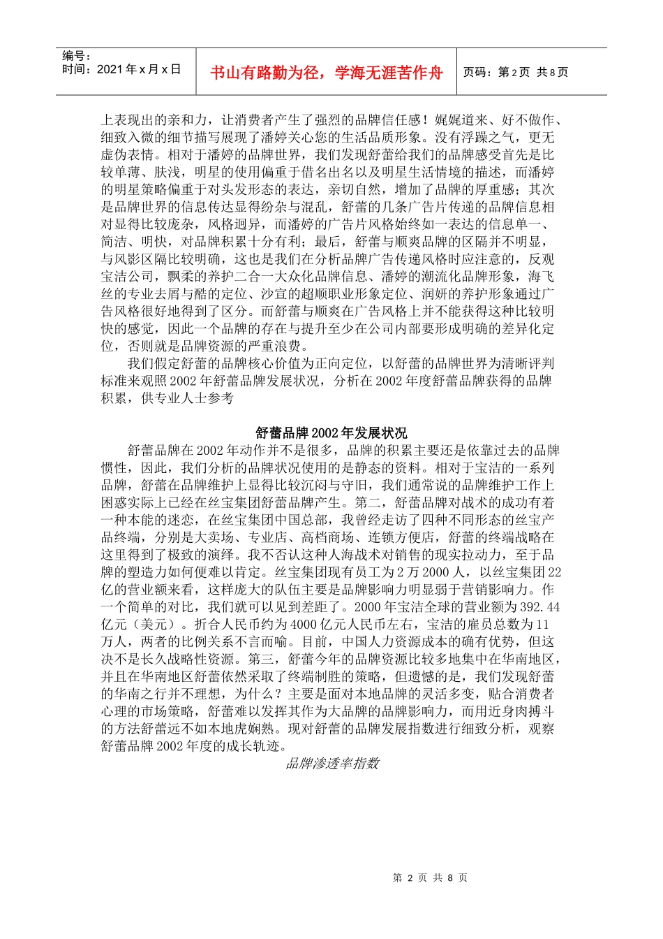某年度舒蕾品牌发展报告及策略_第2页