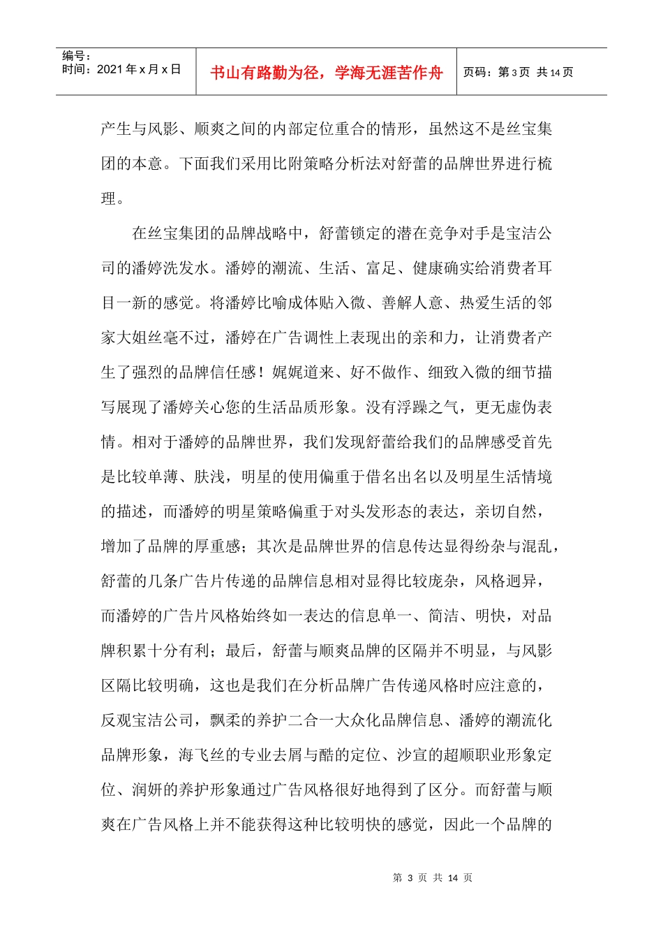 某年度舒蕾品牌发展报告及策略建议_第3页