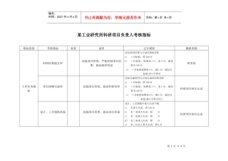 某工业研究所科研项目负责人考核指标