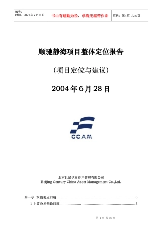 某建设项目整体定位报告