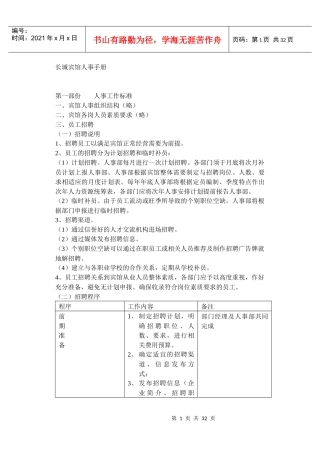 某宾馆人事管理手册
