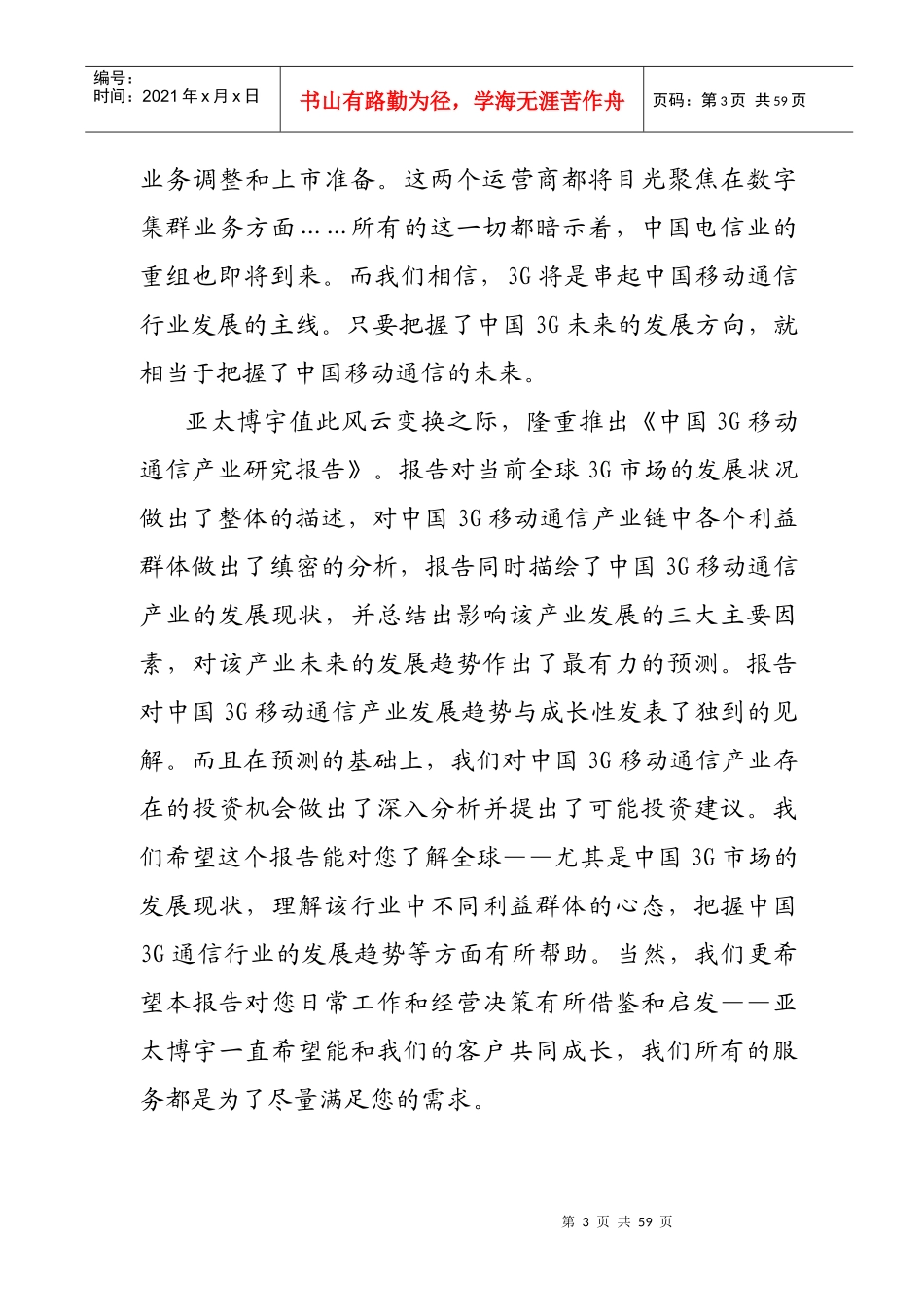 某年中国3G移动通信产业年度研究报告_第3页