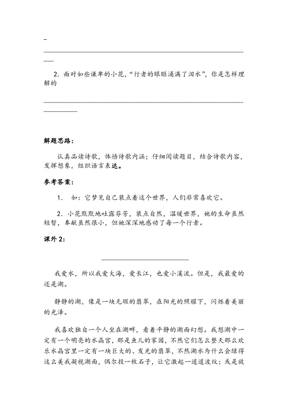 小学阅读题(一)答案详解_第2页