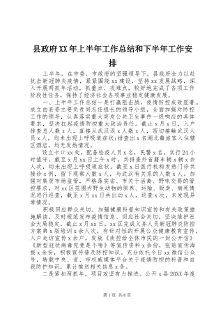 县政府上半年工作总结和下半年工作安排