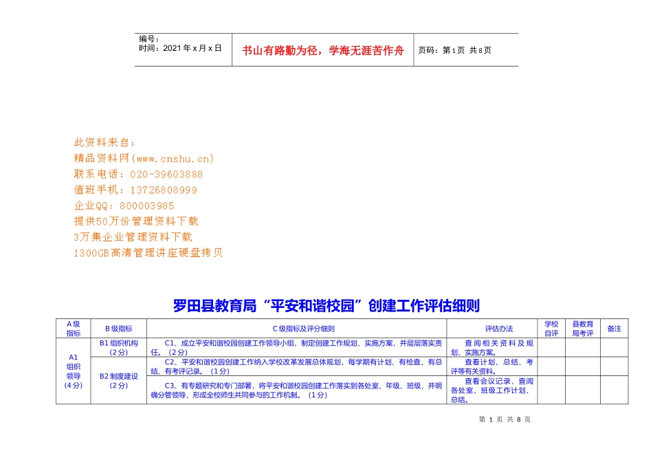 某教育局“平安和谐校园”创建工作评估细则_第1页