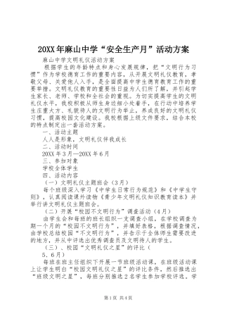 麻山中学安全生产月活动方案