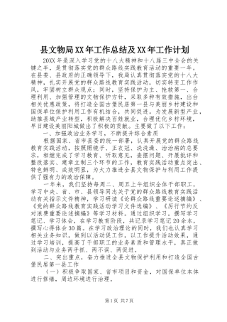 县文物局工作总结及工作计划
