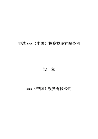 某投资公司可行性研究报告概述