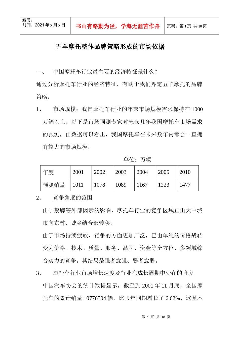 某摩托车整体品牌策略形成的市场依据_第1页
