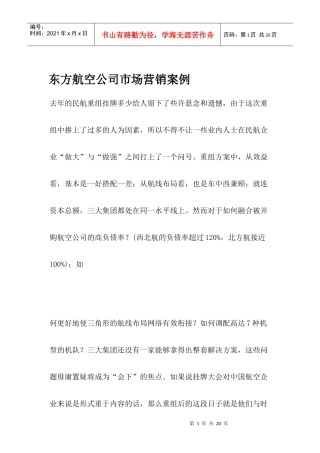 某某航空公司市场营销案例