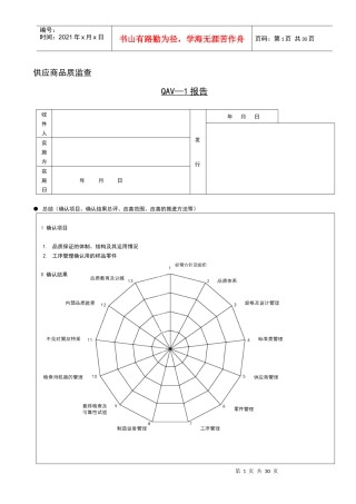 某汽车供应商品质监查
