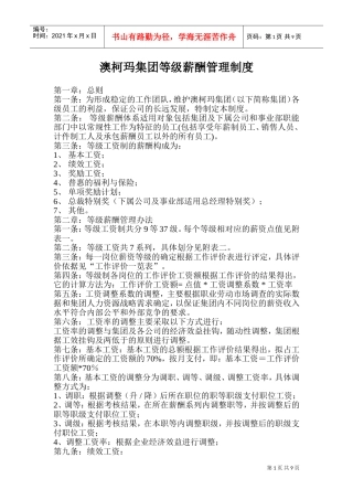 某某企业集团等级薪酬管理制度
