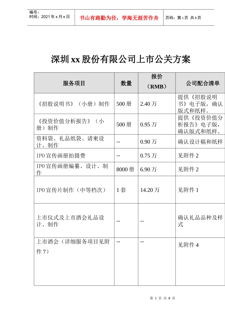 某某股份有限公司上市公关方案_第1页