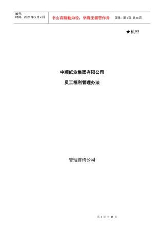 某某纸业公司人力资源咨询项目最终报告--员工福利管理办法