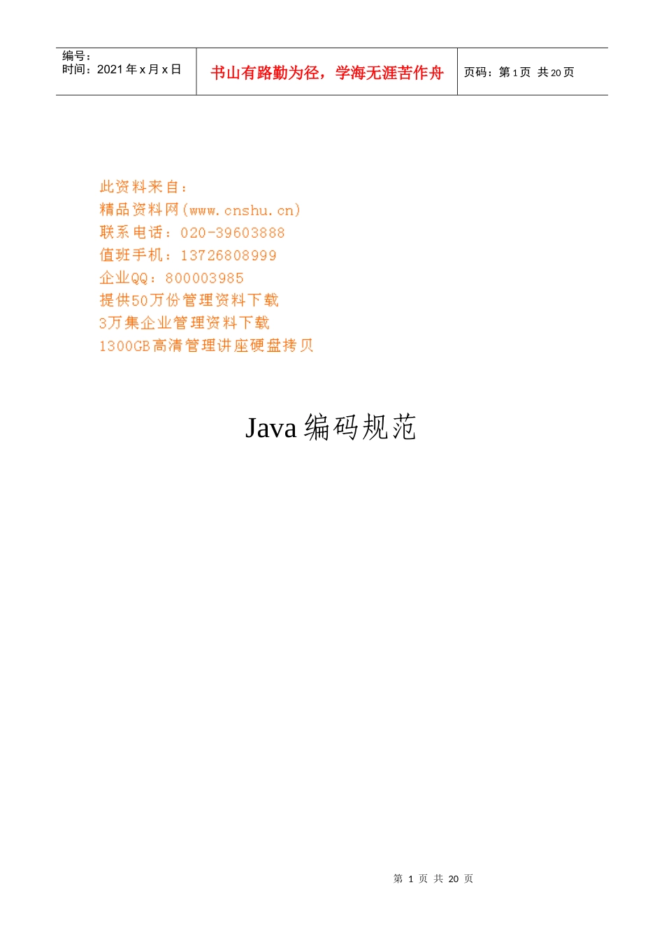 某有限公司Java编码规范_第1页