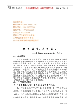 某某小学年度少先队工作计划