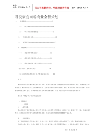 某某豪庭商场商业全程策划方案