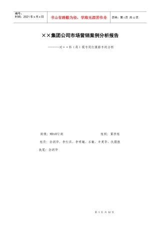 某某公司市场营销案例分析