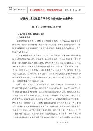 某水泥公司治理情况的自查报告