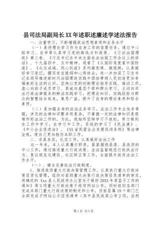 县司法局副局长述职述廉述学述法报告