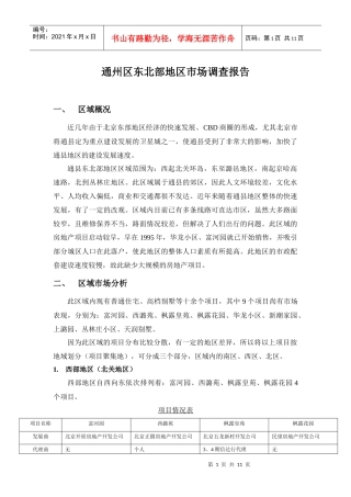 某某区东北部地区市场调查报告