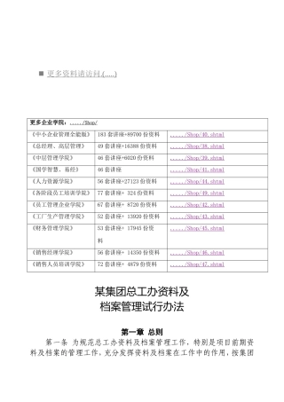 某某集团总工办范本及档案管理制度
