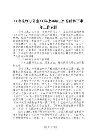 市法制办公室上半年工作总结和下半年工作安排