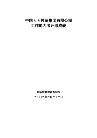 某某投资公司工作能力考评组成表