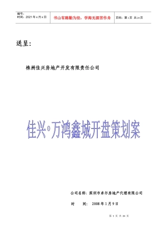 某楼盘开盘策划方案