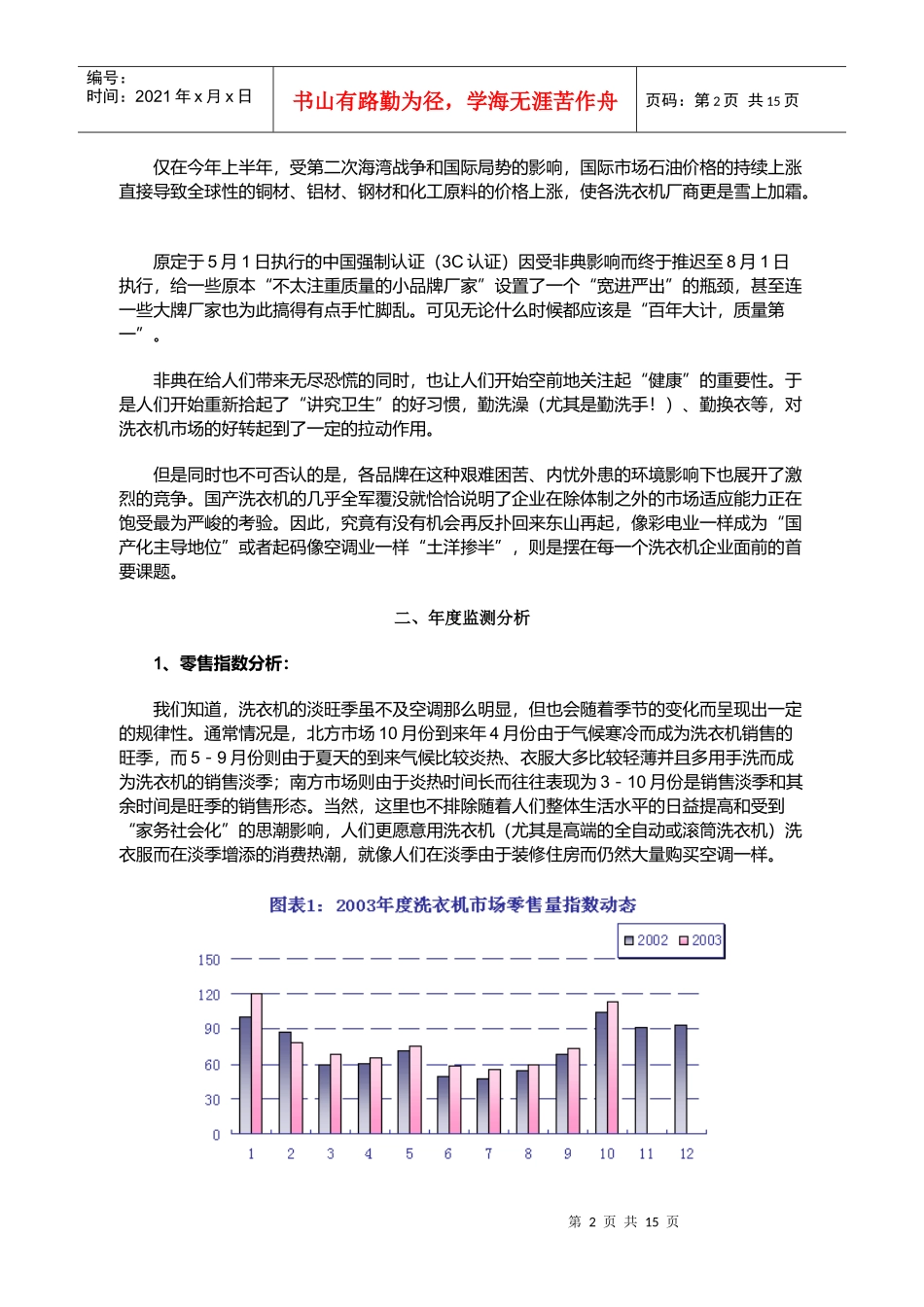 某某年度中国洗衣机市场零售监测分析报告概论_第2页