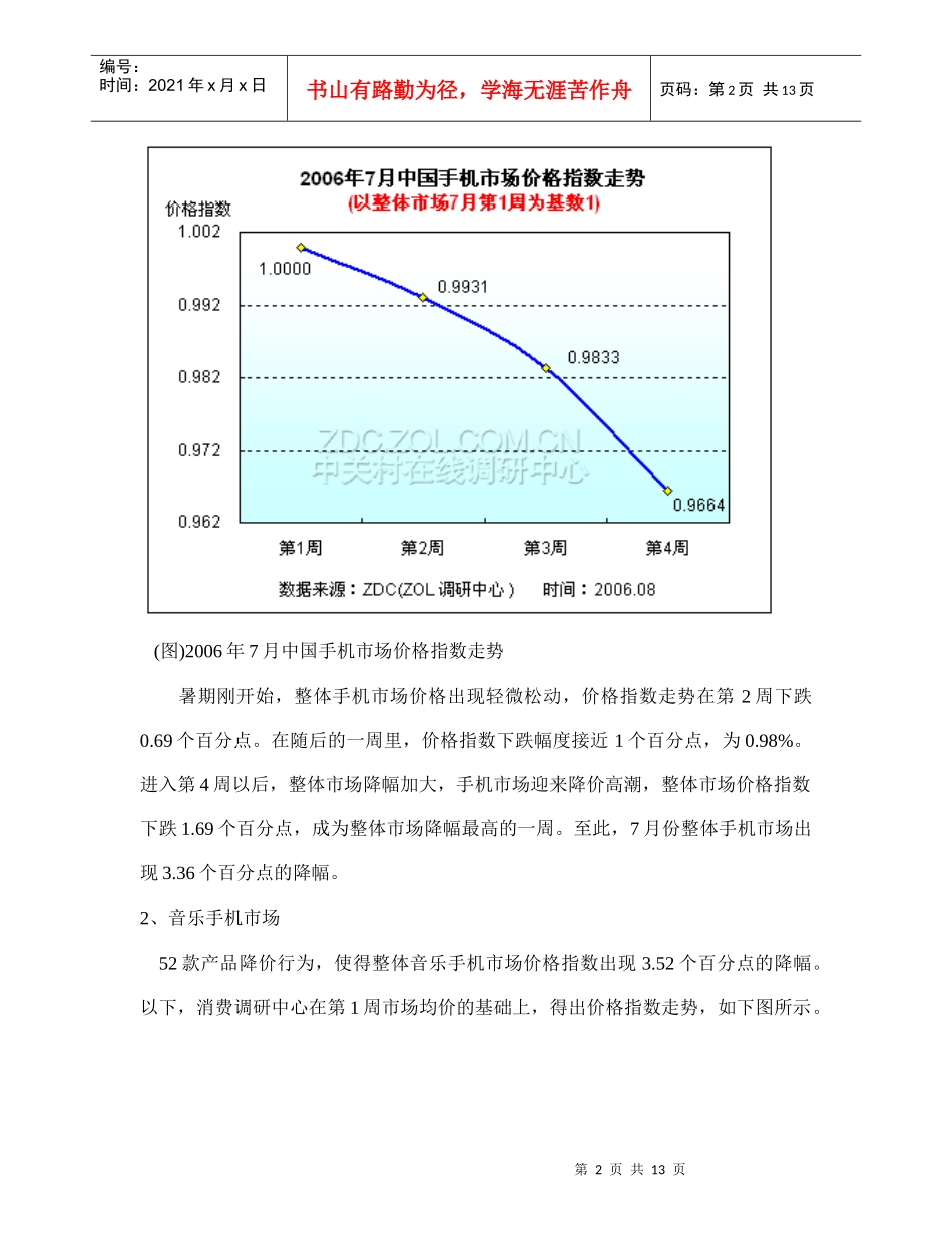 某某年月音乐手机市场价格走势分析报告_第2页