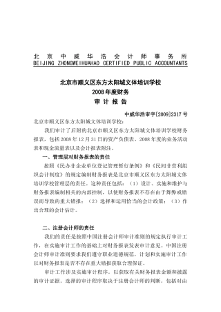 某文体培训学校年度财务审计报告