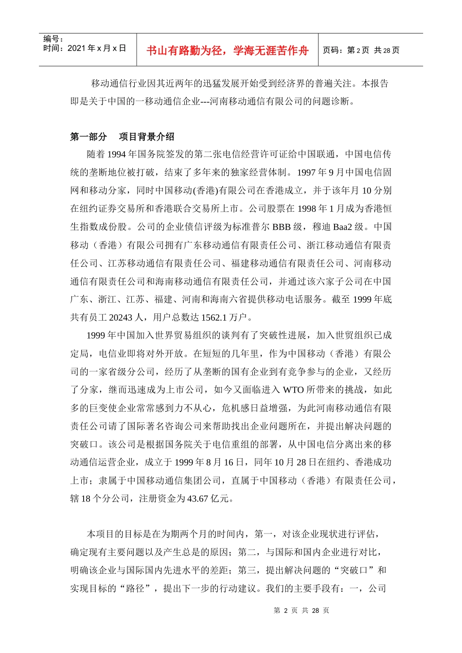 某某移动通信有限公司诊断报告_第2页