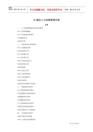 某某酒店人力资源管理手册